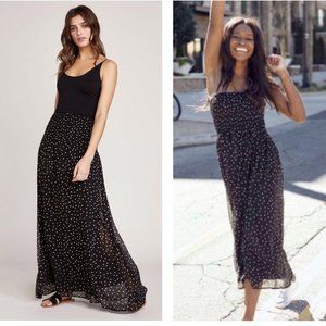 BB Dakota Midi Dress & Maxi Skirt Women Size Medium Black Wandering Star Smocked